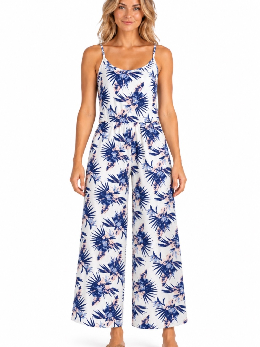 Tucker + Tate girls' tropical print sleeveless wide-leg jumpsuit